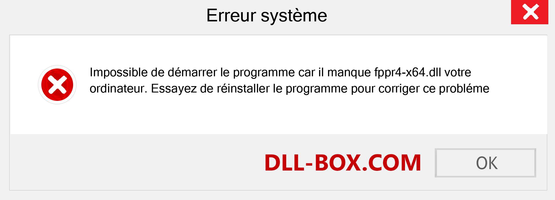 Le fichier fppr4-x64.dll est manquant ?. Télécharger pour Windows 7, 8, 10 - Correction de l'erreur manquante fppr4-x64 dll sur Windows, photos, images